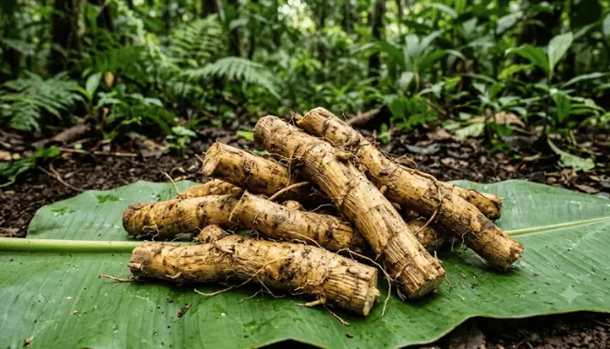 Mengenal Akar Tuba, Tanaman Obat dengan Sisi Beracun 2 Akar tuba (Derris elliptica) segar, herbal tradisional yang dipakai untuk mengobati kudis, gatal, dan bisul.