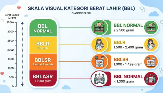 Perbedaan kategori berat badan lahir rendah, sangat rendah, dan ekstrem rendah